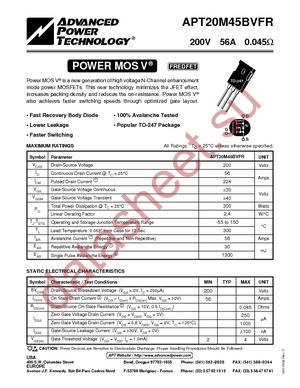 APT20M45BVFRG datasheet  